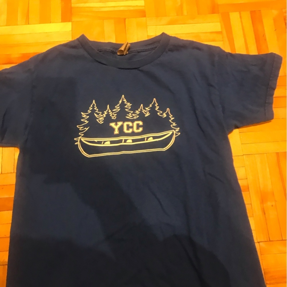 3/15$ Hanes Kids Navy Tee with Canoe Graphic